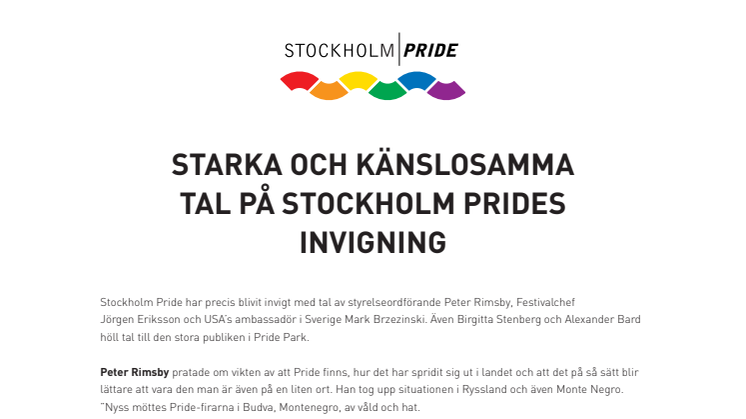 Starka och känslomässiga tal inledde Stockholm Pride