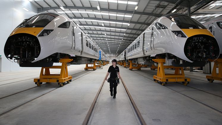 Building trains at Hitachi's facility in Newton Aycliffe