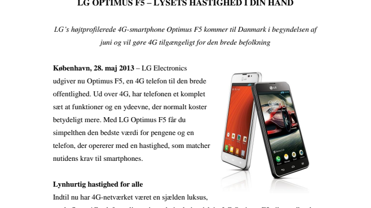 LG OPTIMUS F5 – LYSETS HASTIGHED I DIN HÅND