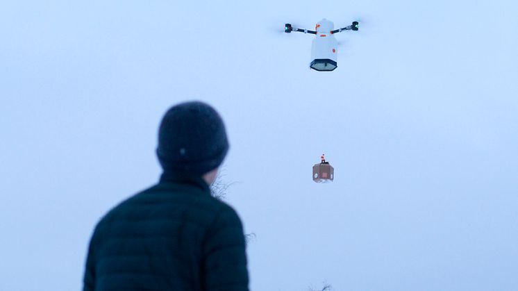 Test med drönarleverans av livsmedel till Gräddö och Tjockö