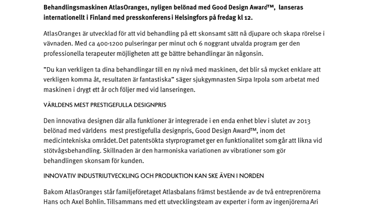 Good Design Award™ till innovativ behandlingsmaskin