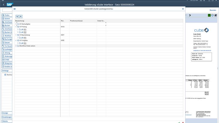 Laufwegvorschau im Invoice Monitor.  Abb. xSuite Group