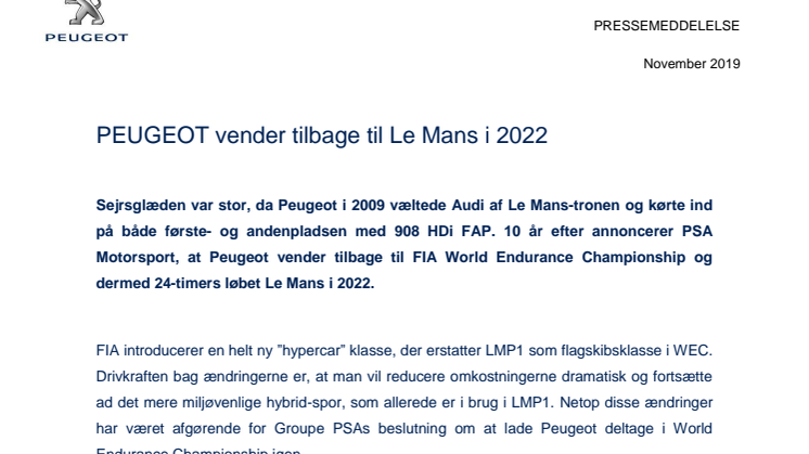 PM - Peugeot vender tilbage til Le Mans i 2022.pdf