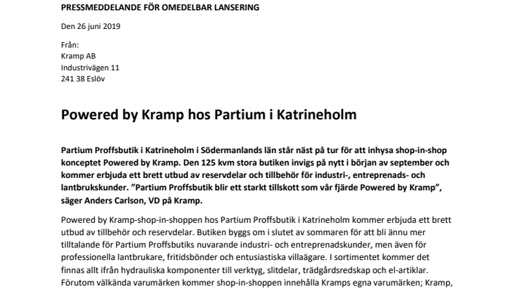 Powered by Kramp hos Partium i Katrineholm