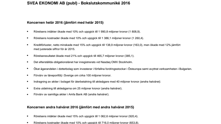 Bokslutskommuniké 2016