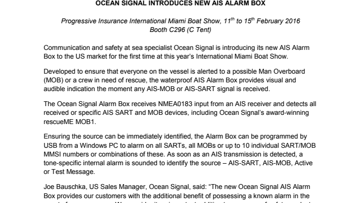 Ocean Signal: Introduces New AIS Alarm Box