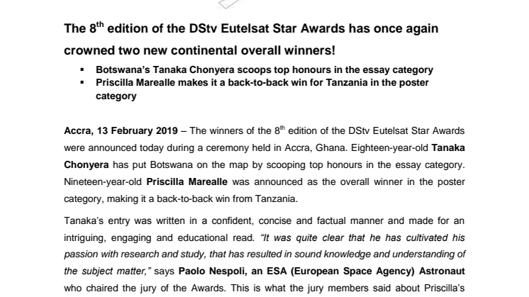 The 8th edition of the DStv Eutelsat Star Awards has once again crowned two new continental overall winners!  