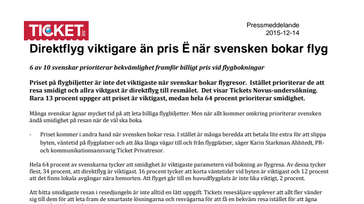 Direktflyg viktigare än pris – när svensken bokar flyg 