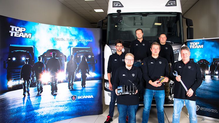 Das Top Team von Scania München/Oberschleißheim tritt als bestes Serviceteam Deutschlands am 14. April 2018 in Trient beim Top Team Europafinale an. 