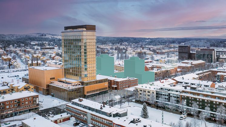 HSB brf Polaris byggs i centrala Skellefteå, granne med Sara kulturhus och med Torget.