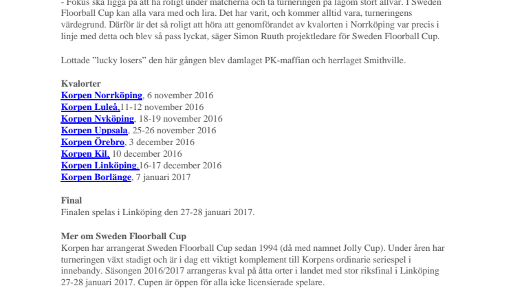 Peking Players och Ravers vann Sweden Floorball Cup i Norrköping