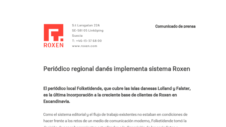 Periódico regional danés implementa sistema Roxen