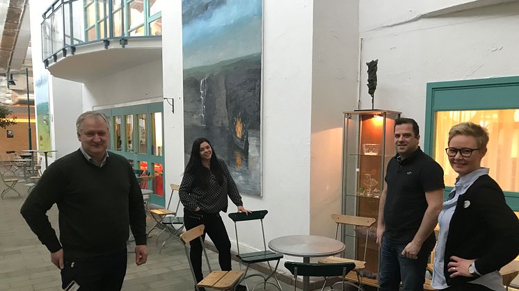 Den 27 februari fylls korridorerna på Fenix med utställare och besökare under jobbmässan. Sören Karlsson, Linda Christofferson, Andreas Karlsson och Viktora Önneby är förväntansfulla inför jobbmässan.