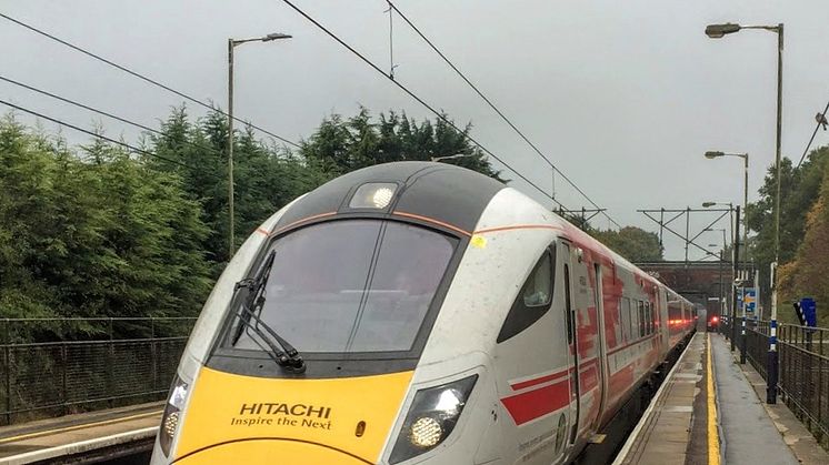 Hitachi Intercity train carrying out digital signalling tests