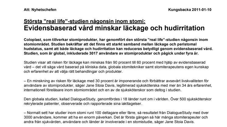  Största ”real life”-studien någonsin inom stomi: Evidensbaserad vård minskar läckage och hudirritation  