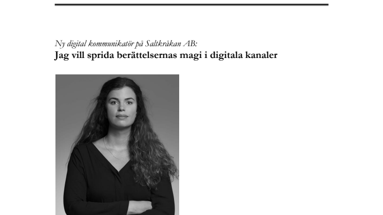 Ny digital kommunikatör på Saltkråkan AB: Jag vill sprida berättelsernas magi i digitala kanaler