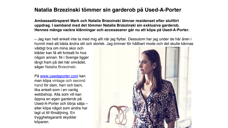 Natalia Brzezinski tömmer sin garderob på Used-A-Porter 