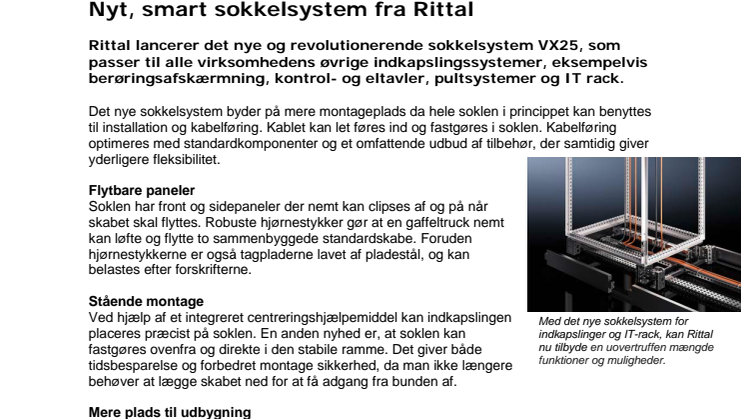 Nyt, smart sokkelsystem fra Rittal
