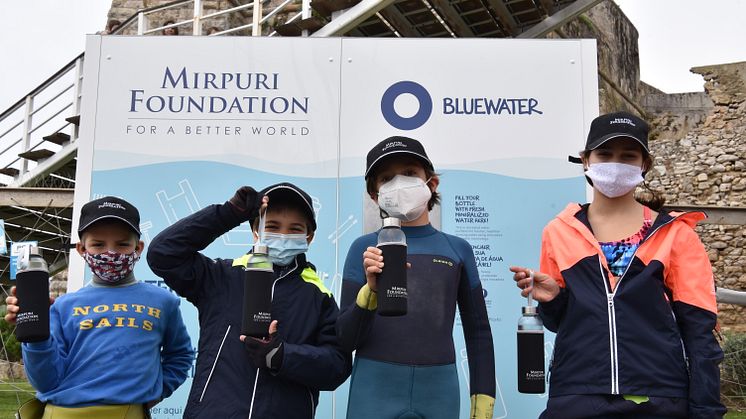Young students at the Mirpuri Foundation Sailing Academy learn about (and get to taste) water as pure as nature intended resourcefully made by Bluewater