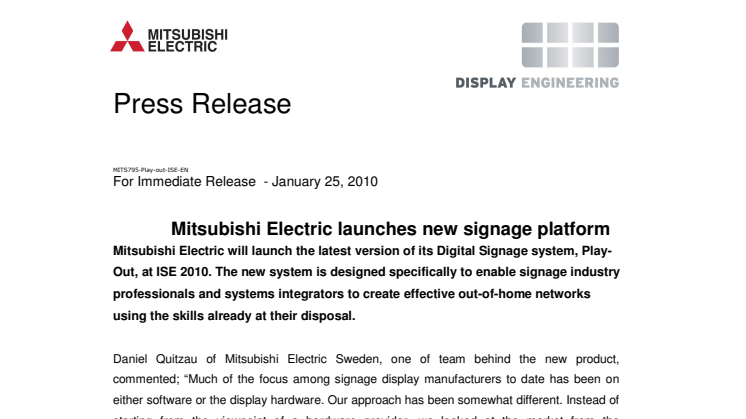 Mitsubishi Electric launches new signage platform