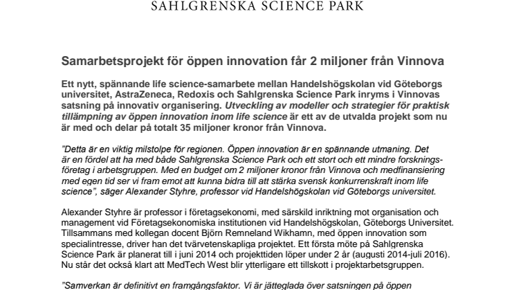 Samarbetsprojekt för öppen innovation får 2 miljoner 