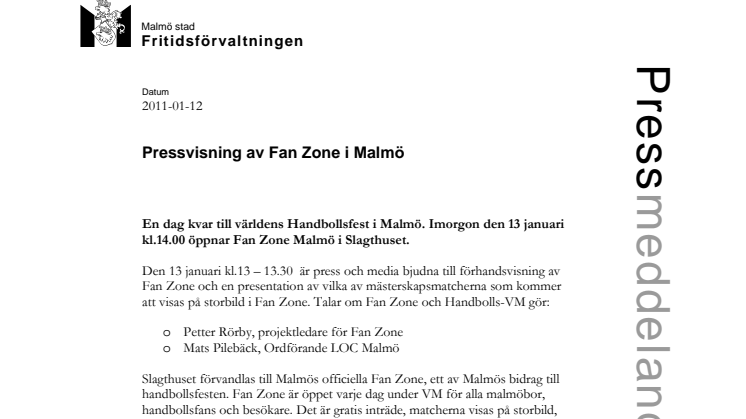 Pressvisning av Fan Zone i Malmö 