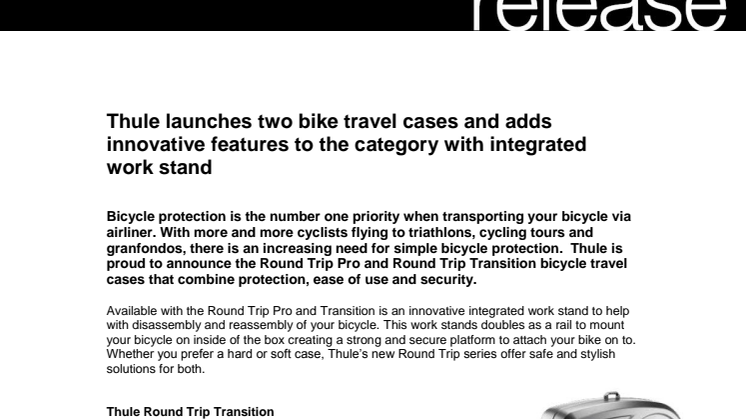 Thule launches two bike travel cases and adds innovative features to the category with integrated  work stand