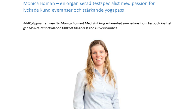 Monica Boman – en organiserad testspecialist med passion för lyckade kundleveranser och stärkande yogapass