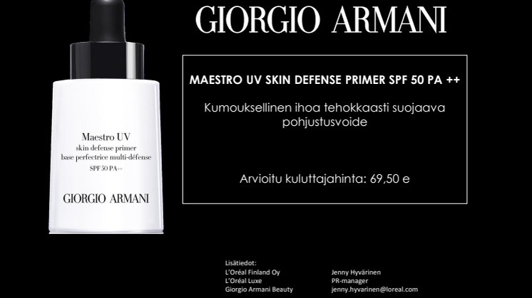 Giorgio Armani Beauty esittelee innovatiivisen MAESTRO UV -pohjustusvoiteen