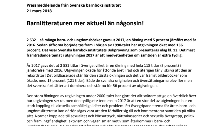 Bokprovning på Svenska barnboksinstitutet: Barnlitteraturen mer aktuell än någonsin!