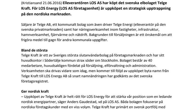 LOS AS köper svenskt elbolag