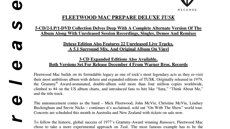 Fleetwood Mac - Pressemelding