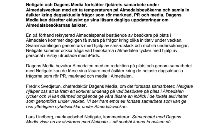 Netigate och Dagens Media fortsätter samarbetet under Almedalsveckan