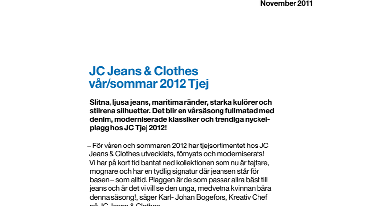 JC Jeans & Clothes vår/sommar 2012 Tjej