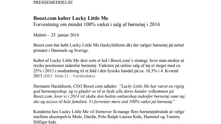 Boozt.com køber Lucky Little Me