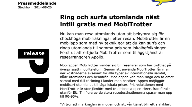 Ring och surfa utomlands näst intill gratis med MobiTrotter