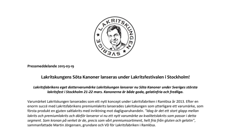 Lakritskungens Söta Kanoner lanseras under Lakritsfestivalen i Stockholm!