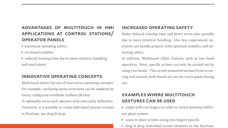 Faktablad Multi Touch för operatörspaneler [eng]