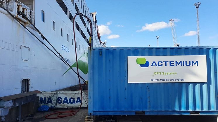 Actemiums marknadsledande containerlösning (OPS) för anslutning av landström till fartyg