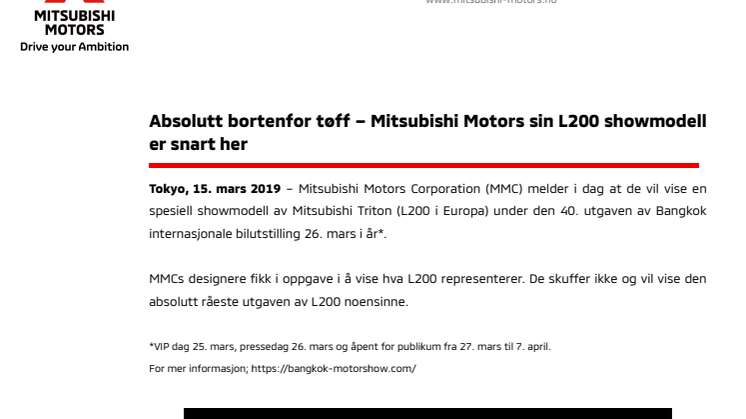 Absolutt bortenfor tøff – Mitsubishi Motors sin L200 showmodell er snart her