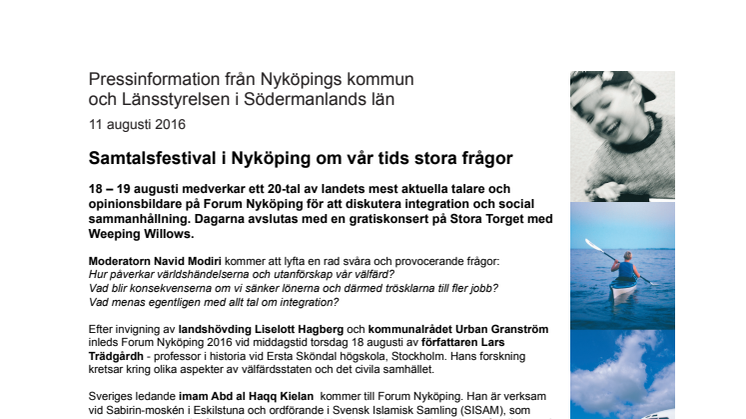 Samtalsfestival i Nyköping om vår tids stora frågor