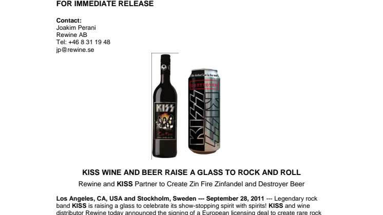 KISS WINE AND BEER RAISE A GLASS TO ROCK AND ROLL
