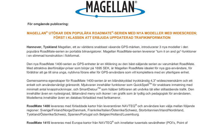 Magellan breddar RoadMate-serien med tre slimmade GPS-modeller - nu med widescreen
