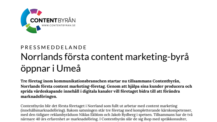 Norrlands första content marketing-byrå öppnar i Umeå