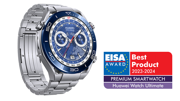 EISA (Expert Imaging and Sound Assosiation) har gitt HUAWEI WATCH Ultimate utmerkelsen “Best Premium Smartwatch 2023-2024"