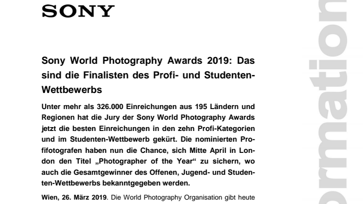 Sony World Photography Awards 2019: Das sind die Finalisten des Profi- und Studenten-Wettbewerbs