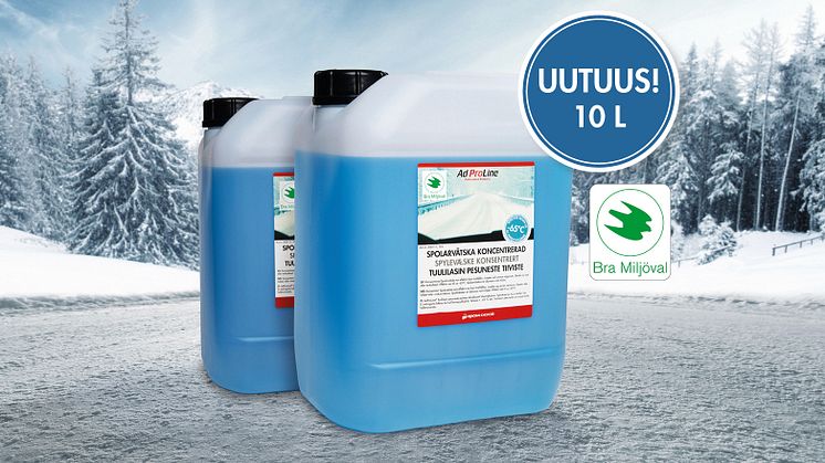 Uutuus - AdProLine®-tiivistetty Tuulilasinpesuneste 10 litran kanisterissa.