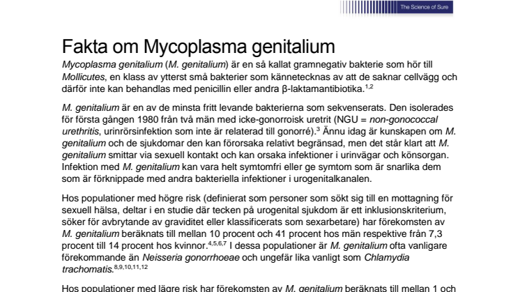 Fakta om Mycoplasma genitalium