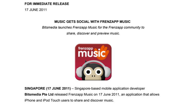 MUSIC GETS SOCIAL WITH FRENZAPP MUSIC
