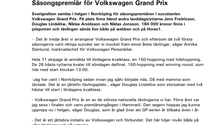 Säsongspremiär för Volkswagen Grand Prix